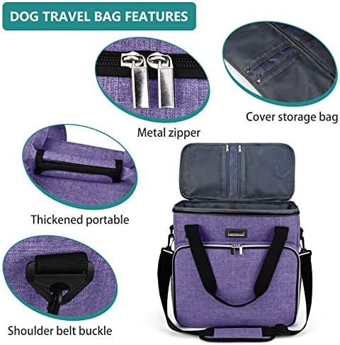 BAGLHER Dog Travel Bag, Pet Travel Bag (ALL Pet Travel Supplies), With 2 Pet Food Containers and 2 Collapsible Silicone Bowls; Essential Kits for Pet Travel Purple - Image 4