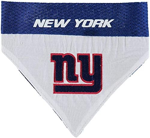 NFL DOG BANDANA - NEW YORK GIANTS REVERSIBLE PET BANDANA. 2 Sided Sports Bandana with a PREMIUM Embroidery TEAM LOGO, Small/Medium. - 2 Sizes & 32 NFL Teams available - Image 2