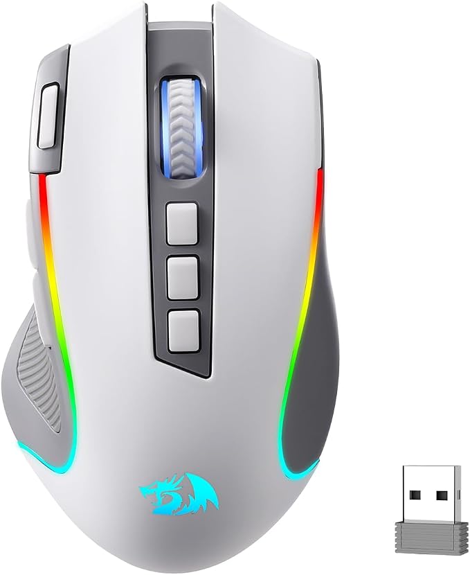 Redragon M612 Wireless RGB Optical Gaming Mouse 8000 DPI Remapping Keys | Cable-Free 0 Delay, Redefine Keybinding Macro, Vibing Backlight, Ergonomic Grip Body Comfort by REDRAGON