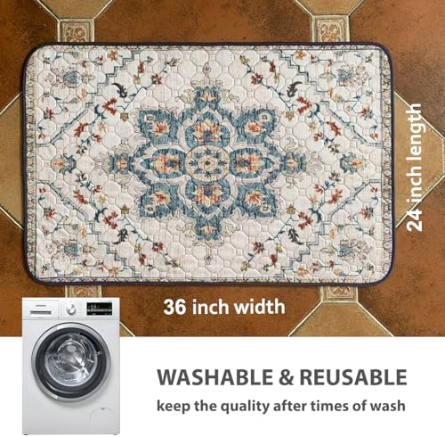 nunubaby Washable Pee Pads for Dogs, Stylish, Non-Slip and Leak-Proof Pee Pads. Reusable Potty Pads for Dogs for Crates and Floors.(Beige/Floral, 24" x36") - Image 4