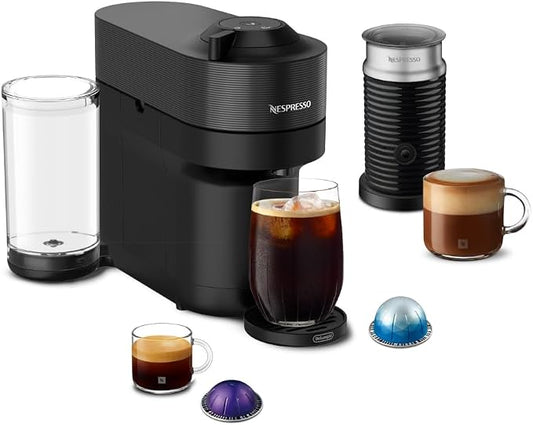Nespresso Vertuo Pop+ Coffee Machine with Milk Frother, Liquorice Black | Coffee and espresso maker by De'Longhi with compact design. Aeroccino3 frother bundle for hot or cold foam drinks at home. by Unknown