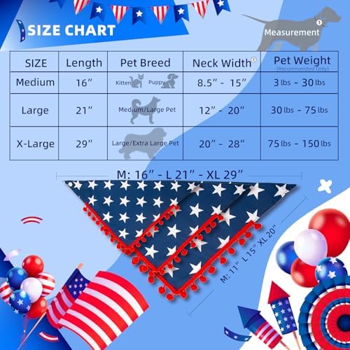 4th of July Dog Bandana, American Flag Star Pattern Holiday Triangle Scarf, Adjustable Snap Button Patriotic Neckwear for Large Breeds (30-75lbs) - Image 6