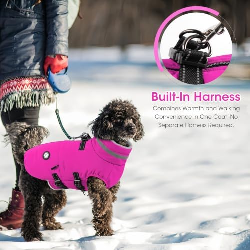 Dogcheer Dog Coat with Built-in Harness, Waterproof Dog Jacket with Pockets - Image 4