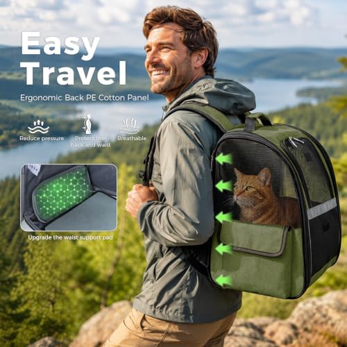 Lekereise Dog Carrier Backpack for Small Medium Dogs Cats up to 18 lbs, Breathable Pet Backpack Carrier with 3 Entrances, Collapsible Cat Backpack Carrier, Travel Hiking Puppy Backpack - Image 6