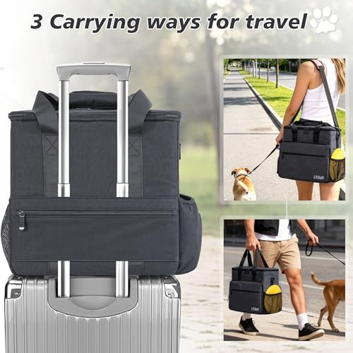 5 Set Dog Travel Bag for Supplies, Dog Lovers, Large Pet Travel Kit Includes 2 Food Containers&2 Collapsible Bowls、Placemats,Black - Image 5