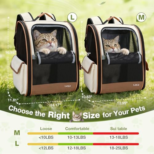 Lekereise Cat Backpack Carriers, Dog Carrier Backpacks with Breathable Mesh for Small Medium Cats Dogs Puppy Up to 18 Lbs, Pet Foldable Carrying Backpack Ventilated for Travel Hiking Collapsible - Image 4