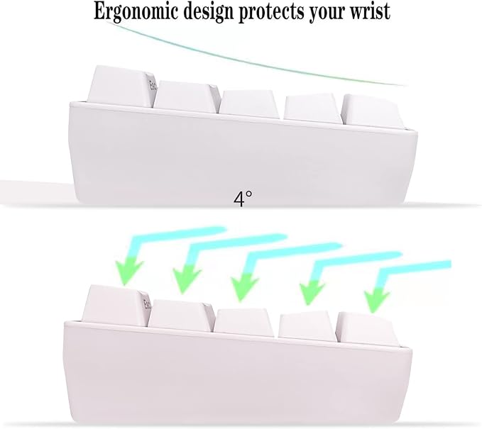 Snpurdiri 60% Wired Gaming Keyboard, 61 Keys RGB Backlit Wrist Rest Ultra-Compact Mini Waterproof Keyboard for PC Computer Gamer (White) | Backlit Ultra-Compact Mini Gaming Keyboard for PC Computer Gamer - Image 5