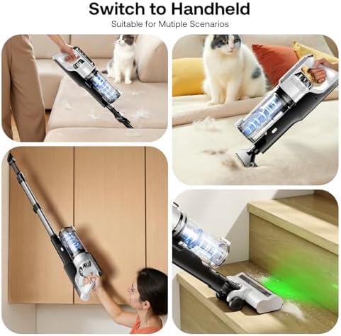 Trucozie Cordless Vacuum Cleaner, Self-Standing Lightweight Stick Vacuum with 50 mins Runtime, Powerful Suction, Anti-Tangle Wireless Vacuum for Home, Hardwood Floor, Carpet, Pet Hair, White - Image 6