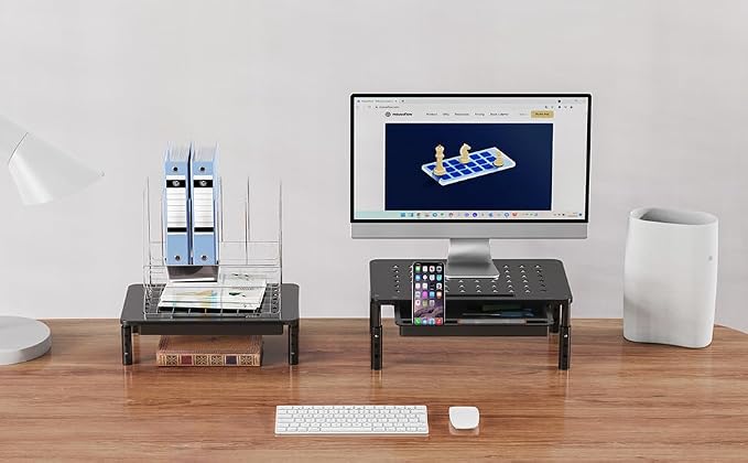 Zimilar 2 Pack Monitor Stand Riser with Drawer, 3 Height Adjustable | Monitor Stand with Unique Star Mesh, Metal Monitor Riser for Computer Laptop Notebook Printer - Image 3