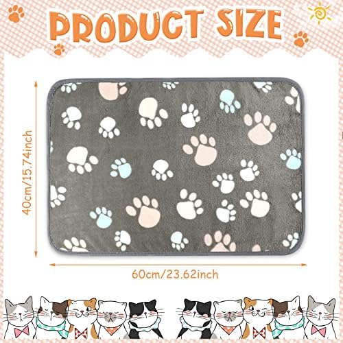 Tatuo 4 Pcs Fleece Dog Blankets for Puppy Cat, Dark Gray, 24 x 16 in, Paw - Image 3