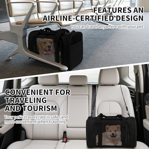 Carriers Soft-Sided Pet Carrier for Cats Dogs Under 15 lbs,TSA Airline Approved with 4 Ventilated Windows(Medium,Black) - Image 6