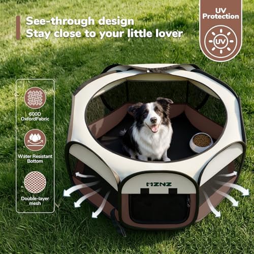 Dog Cat Small Animal Puppy Playpen Crate, Large, Brown - Image 6