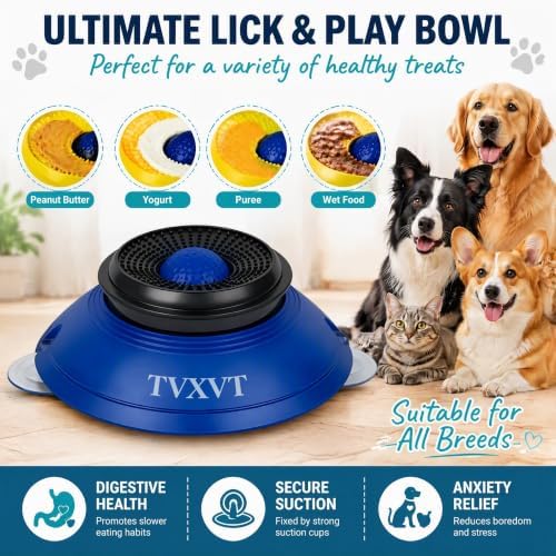 Rolling Lick Feeder Ball Bowl with Suction Cups Anti Slip Slow Feeder Interactive Puzzle Enrichment Toy for Dogs Cats Suitable for Wet Food Yogurt Bone Broth Nutrient Liquid (Blue) - Image 5