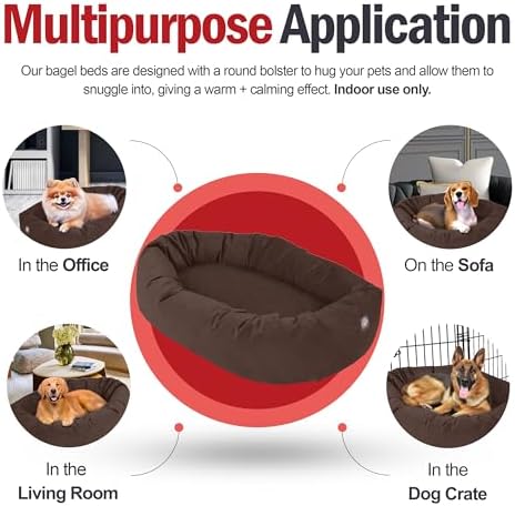 Majestic Pet 52 Inch Suede Calming Dog Bed Washable – Cozy Soft Round Dog Bed w/Spine Support for Dogs to Rest Head - Fluffy Donut Dog Bed 52x35x11 (Inch) - Round Pet Bed X- Large – Chocolate (2025) - Image 5