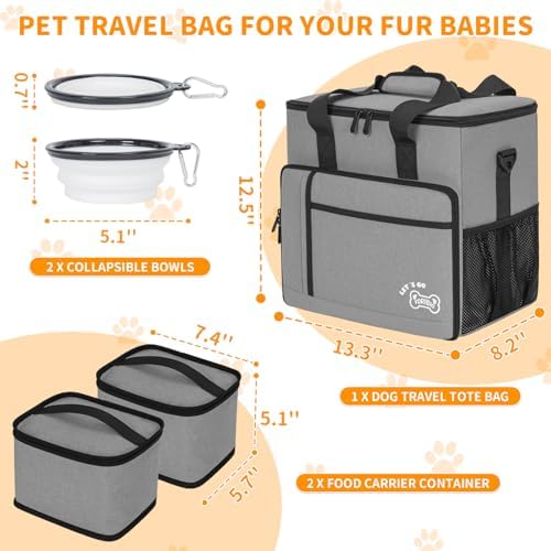 TORIBIO Large Dog Travel Bag for Supplies with Food Bowl - Image 6