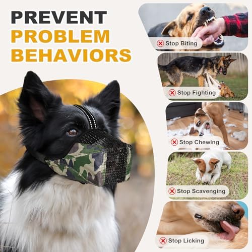 Dog Muzzle, Adjustable Soft Mesh Muzzle Anti-Biting, Chewing, Scavenging - Image 4