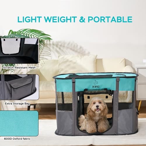 XRG Foldable Pet Playpen，Indoor Cat cage Puppy Crates M(31.5"x23.6"x21.7") - Image 6