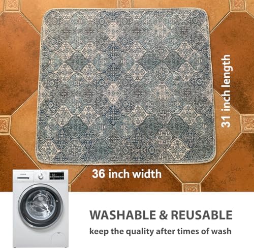 nunubaby Washable Pee Pads for Dogs, Stylish, Non-Slip and Leak-Proof Pee Pads. Reusable Potty Pads for Dogs for Crates and Floors.(Blue/Multi, 31" x36" ) - Image 4