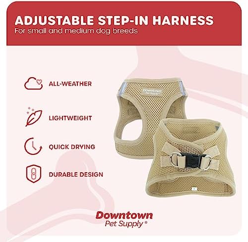Downtown Pet Supply Step in Dog Harness No Pull, X-Large, Khaki - Adjustable Harness with Padded Mesh Fabric and Reflective Trim - Buckle Strap Harness for Dogs - Image 3