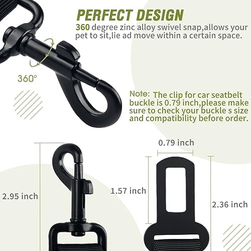 COOYOO Dog Seat Belt,3 Piece Set Retractable Dog Car Adjustable Seatbelts for Vehicle Nylon Pet Safety Heavy Duty & Elastic & Durable Car Harness for Dogs - Image 6