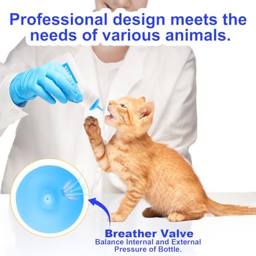 3 Pack Kitten Silicone Nursing Bottle,Silicone Feeding Nipple, Reusable Newborn Supplies, Suitable for Feeding Kitten, Puppy, Rabbit, Hamster (Blue, Medium) - Image 4