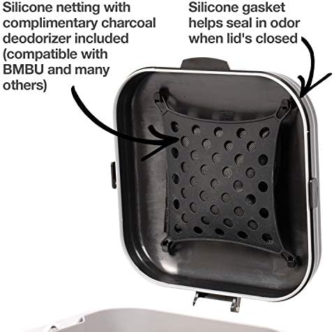 PetFusion Portable Cat Litter Disposal; Innovative Dog Poop Trash Can with Locking Handle, included Deodorizer; Built-in Poop Bag Holder; With 10 Waste Bags; White and Black - Image 4