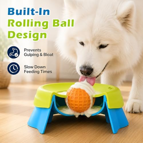 2in1 Dog Lick Bowl with Rolling Ball,Slow Feeder for Dogs & Cats - Image 4