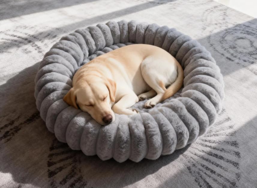 Washable Donut Dog Beds Large Sized Dog,Soft Pet Bed,36in Grey by VhenWhen