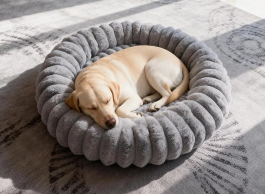 Washable Donut Dog Beds Large Sized Dog,Soft Pet Bed,36in Grey by VhenWhen