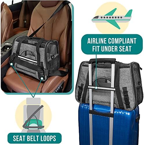 PetAmi Airline Approved Pet Carrier for Cats Small Dogs, Large Heather Gray - Image 6