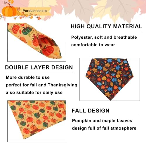 ADOGGYGO Fall Thanksgiving Dog Bandana Girl Boy, Pumpkin Bow Dog Scarf, S - Image 5