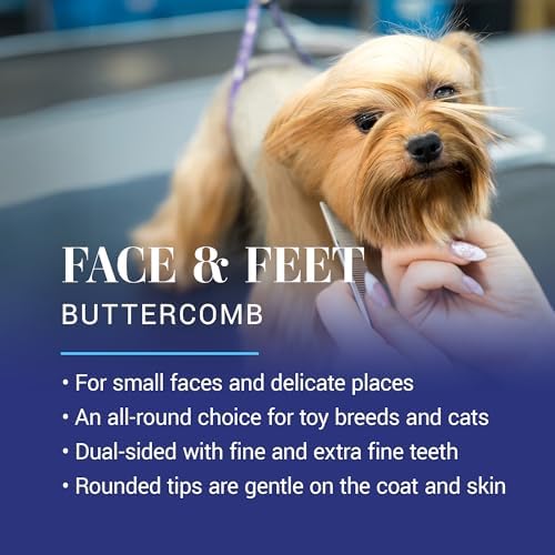 Chris Christensen 5in Face and Feet Fine/Coarse Butter Comb, Groom Like a Professional, Rounded Corners Prevent Friction and Breakage, Solid Brass Spin with Steel Teeth, Chrome Finish - Image 2