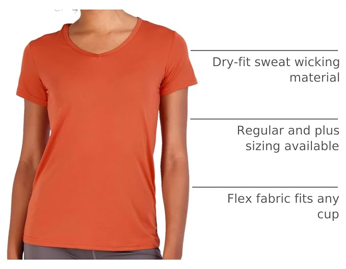 5 Pack Women's Dry Fit V Neck Workout Tops T Shirts Athletic Gym Yoga Tees | Available In Plus Size, Cooling Moisture-Wicking, Short Sleeve, Quick-Dry, Fitness, Stretch, Exercise, Running, Hiking - Image 4