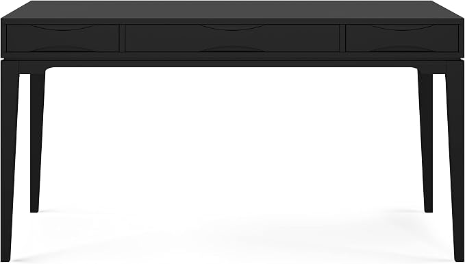 SIMPLIHOME Harper Desk and Bookcase Bundle - 60 inch Wide Solid Wood Mid Century Modern Desk with Drawers and 24 inch Wide 4-Shelf Bookcase in Black, Home Office Furniture (Set of 2) - Image 4