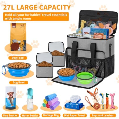 TORIBIO Large Dog Travel Bag for Supplies with Food Bowl - Image 2