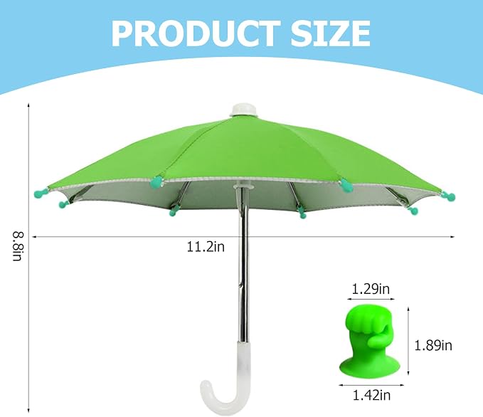 Phone Umbrella Stand, Sun Shade Mini Umbrella for Cell Phone with Adjustable Fist Style Suction Cup, Universal Anti-Glare Sun Visor for Outdoor - Image 2