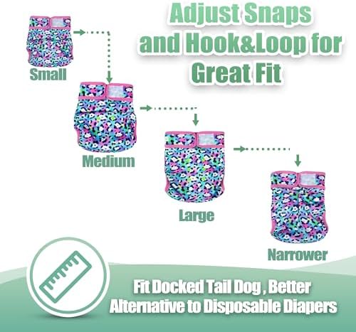 wegreeco Frenchie Dog Diapers Female No Tail Hole,Washable Pet French Puppy Bulldog Diapers Female for Period Heat,Reusable Doggy Doggie Dog Diapers （Cow Pattern Small） - Image 5