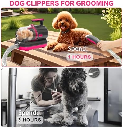 Dog Grooming Vacuum Kit, 1.2L, Dyson-Style Gray - Image 2