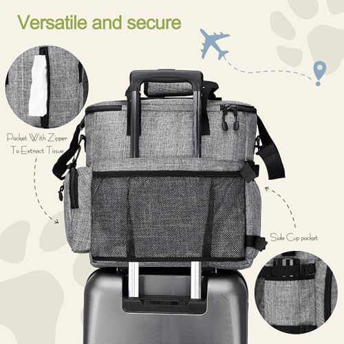 LARIPOP Dog Travel Bag Airline Friendly for Small Medium Large Dogs, Pet Travel Organizer with Collapsible Bowls Food Containers Mat, Waterproof Portable Tote for Dog Outdoor Travel - Image 5