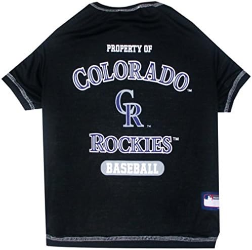 MLB Colorado Rockies Dog T-Shirt, Small. - Licensed Shirt for Pets Team Colored with Team Logos. - Premium Stretchable Materials for The Comfort of Your Dog & cat. by PETSFIRST