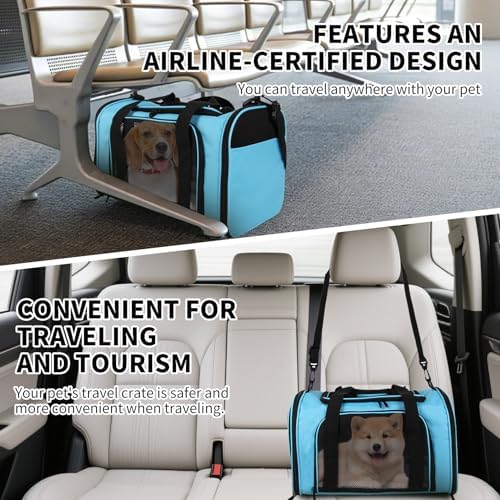 Carriers Soft-Sided Pet Carrier Large Carrier for Medium Large Cats Dogs Under 35Lbs,Breathable Ventilated Design,Collapsible Roomy Carrier with Airline Approved(X-Large,Blue) - Image 6
