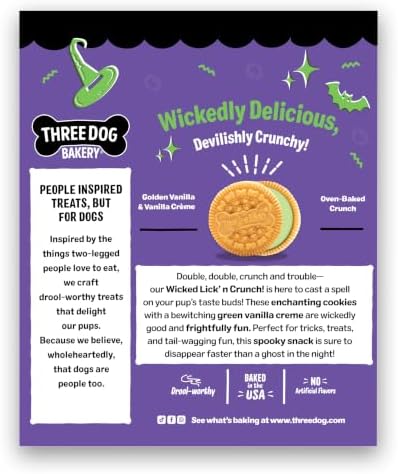 Three Dog Bakery Wicked Lick’n Crunch! Sandwich Cookies for Dogs, Dog Treats with Real Ingredients, 13 oz - Image 2
