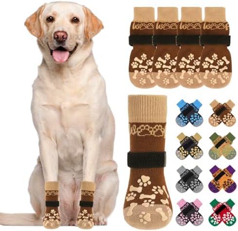KOOLTAIL Dog Socks for Hot Pavement to Prevent Licking Paws, Winter Dog Boots & Paw Protector for Hardwood Floors Anti Slip,Traction Control Grip Booties for Small Medium Large Senior Dogs, XL by KOOLTAIL