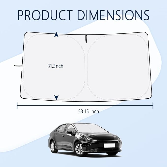 Car Windshield Sun Shade Compatible with Toyota Corolla 2020-2026,Oxford Cloth Sun Shade for Car Windshield with Foldable Design,Windshields Cover Suns Shades for Blocking Heat with Storage Bag - Image 2