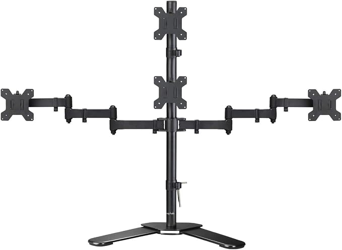 Suptek Quad LED LCD Monitor Stand up Free-Standing Desk Stand Extra Tall 31.5" Pole Heavy Duty Fully Adjustable Mount for 4 (3+1) / Four Screens up to 27 inch (ML6864) by suptek