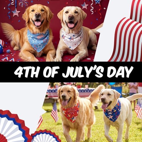 Weewooday 50 Pcs 4th of July Dog Bandanas Bulk for 1776 Patriotic 250th Anniversary Star Red White and Blue Independence Day Flag Scarf for Small Medium Large Outfit(Star, 31.5 x 21.7 X21.7 Inch) - Image 6