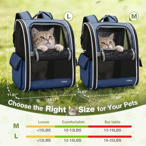 Lekereise Dog Carrier Backpack for Small Medium Dogs Cats up to 18 lbs, Breathable Pet Backpack Carrier with 3 Entrances, Collapsible Cat Backpack Carrier, Travel Hiking Puppy Backpack - Image 4