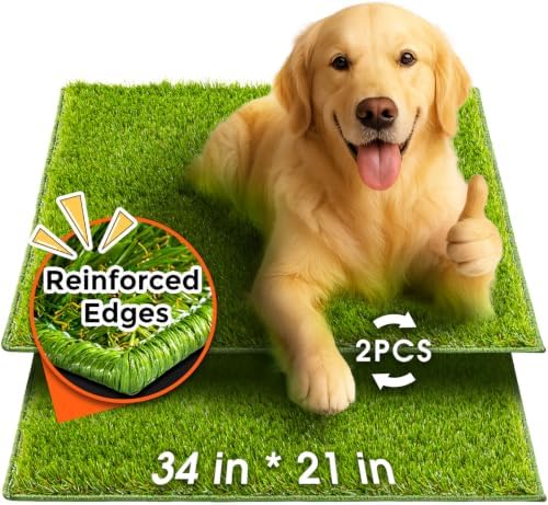 Hompet Artificial Grass for Dogs, 34"x21", Professional Dog Grass Mat, Easy to Clean with Drainage Holes, Potty Training Pad and Replacement Fake Grass Turf, Outdoor Rug Patio Lawn Decoration by Hompet