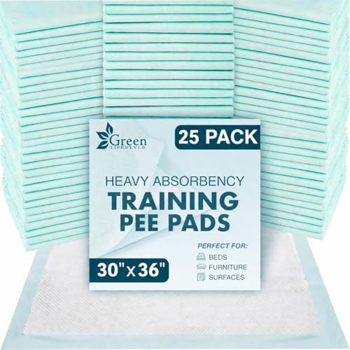 GREEN LIFESTYLE Underpads - Pet Training Pads for Dogs, Cats, Bunny, Chucks Pads for Adults, for use as Incontinence Bed Pads, Seniors Bed Pad (Pack of 25 - 30x36) by GreenLifeStyle