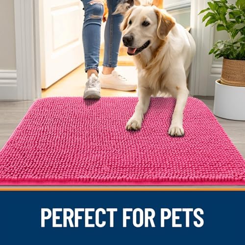 OLANLY Dog Door Mat for Muddy Paws 36x24, Super Absorbent Chenille Mud Mat - Image 6